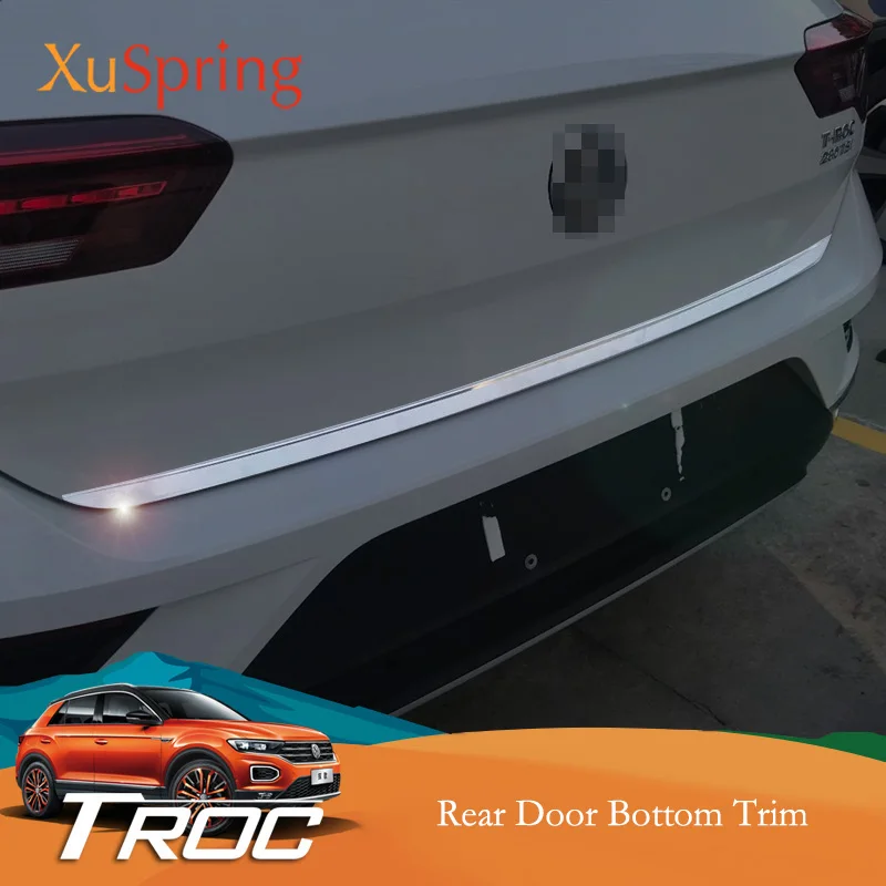 

Car Rear Door Tail Box Trunk Garnish Trim Sticker Strips Chrome Cover Decoration Styling For VW T-Roc Troc 2017 2018 2019