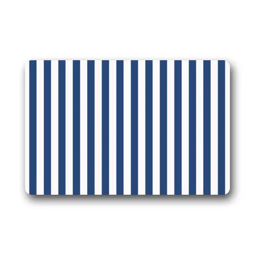 Door Mat Navy Blue and White Vertical Stripe Pattern Doormat Rug Indoor