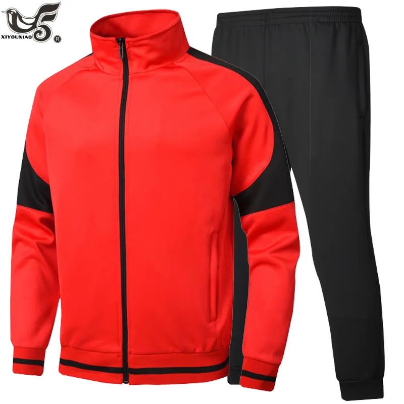 

new Men Set Casual for Sportswear Suit Hooded Sweatshirt Tracksuit Men's Patchwork sporting Jackets + Pants 2pcs track suit man