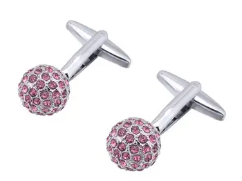 

10pairs/lot Luxury Pink Crystal Ball Cufflinks Men Shirt Cuff Buttons Cuff Links Men's Jewelry Accessory Wedding Gift Wholesale