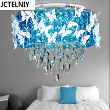 Circle crystal lamp bedroom blue brief modern remote control dimming palette ceiling light