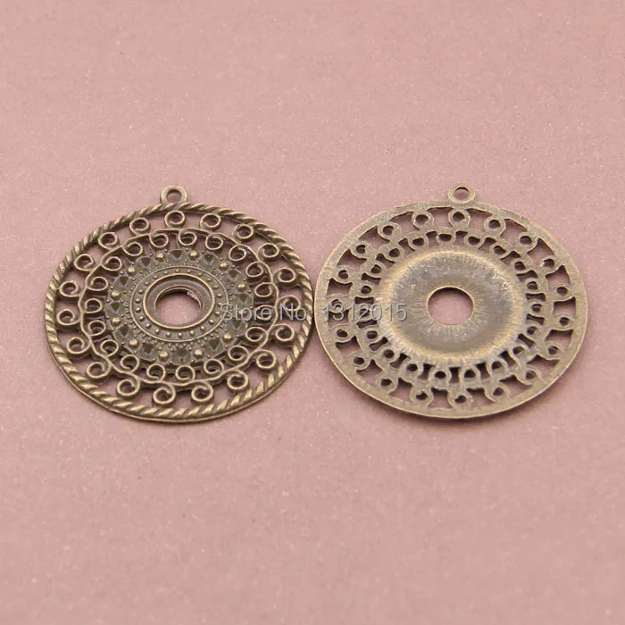 Free Shipping Wholesale Alloy Metal Antique Bronze Flat Round Pendants