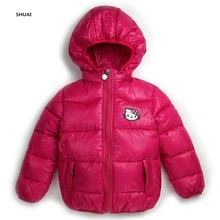 New Baby Girls Hello KItty Jacket Kids Winter Cotton Keep Warm Coat Chirdren Character Lovely Hoodies Outwear And Vest Tow Style