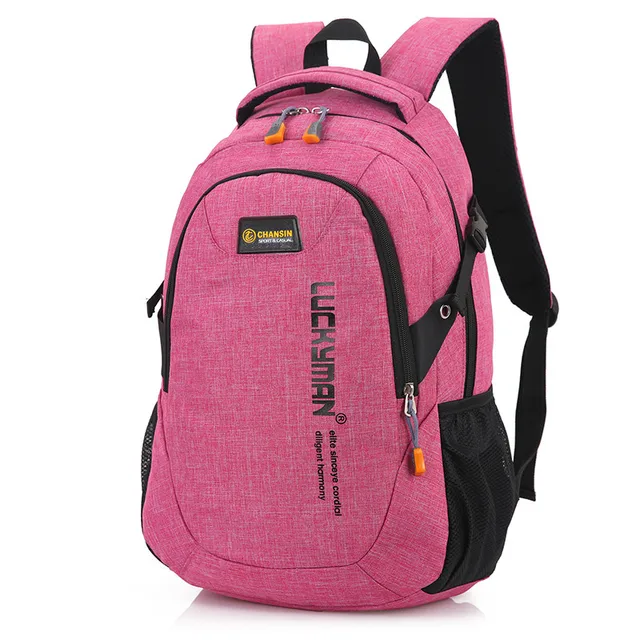 New Fashion Men's Backpack Bag Male Polyester Laptop Backpack Computer Bags high school student college students bag male Pink