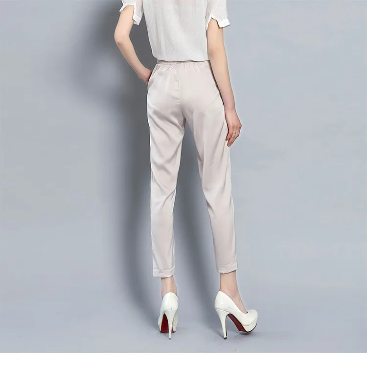 4XL 4 цвета имитация шелка по щиколотку брюки шаровары элегантные женские брюки рабочая одежда женские летние брюки W706