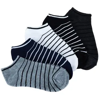 

5 Pairs Comfortable Striped Men Unisex Short Ankle Socks Crew Low Cut Invisible