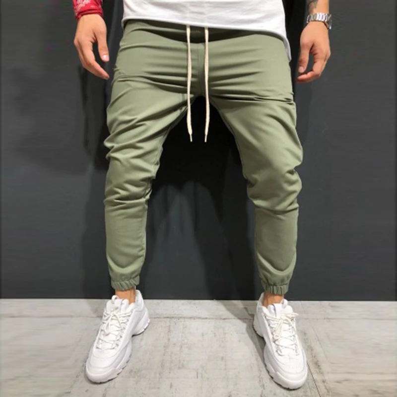 Pants Men Fashion Solid Color Joggers Pant 2019 Brand Male Hip Hop Cotton Pants Slim Tights Street Style Mens Pants Sweatpants