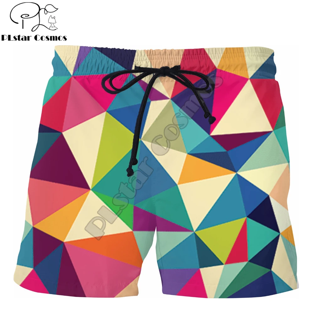 PLstar Cosmos новые летние Геометрические Шорты vibes цветные геометрические узоры 3D печатные мужские/женские уличные повседневные шорты