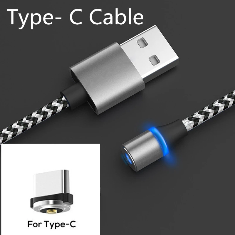 Магнитный Micro USB кабель для iPhone samsung type-c зарядный Магнитный зарядный адаптер usb type C кабели для мобильных телефонов - Цвет: Type C Sliver