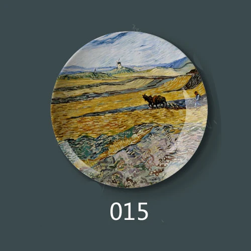 8 дюймов Ван Гог живопись фарфоровая декоративная настенная подвесная тарелка сиденье диск керамический диск Art Nouveau - Цвет: 15