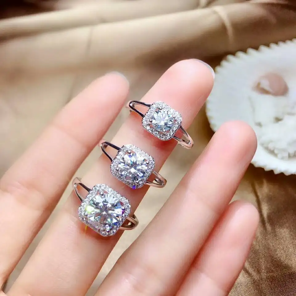 [MeiBaPJ VVS1 чистый 2 карата муассанит драгоценный камень Классический простой кольцо для настоящего 925 пробы Серебряное очаровательное хорошее свадебное ювелирное изделие