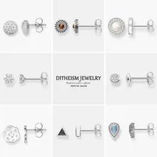 Круглый тигровый глаз серьги гвоздики, новые модные украшения мода 925 пробы серебро небольшой подарок для женщин мужчин Lover