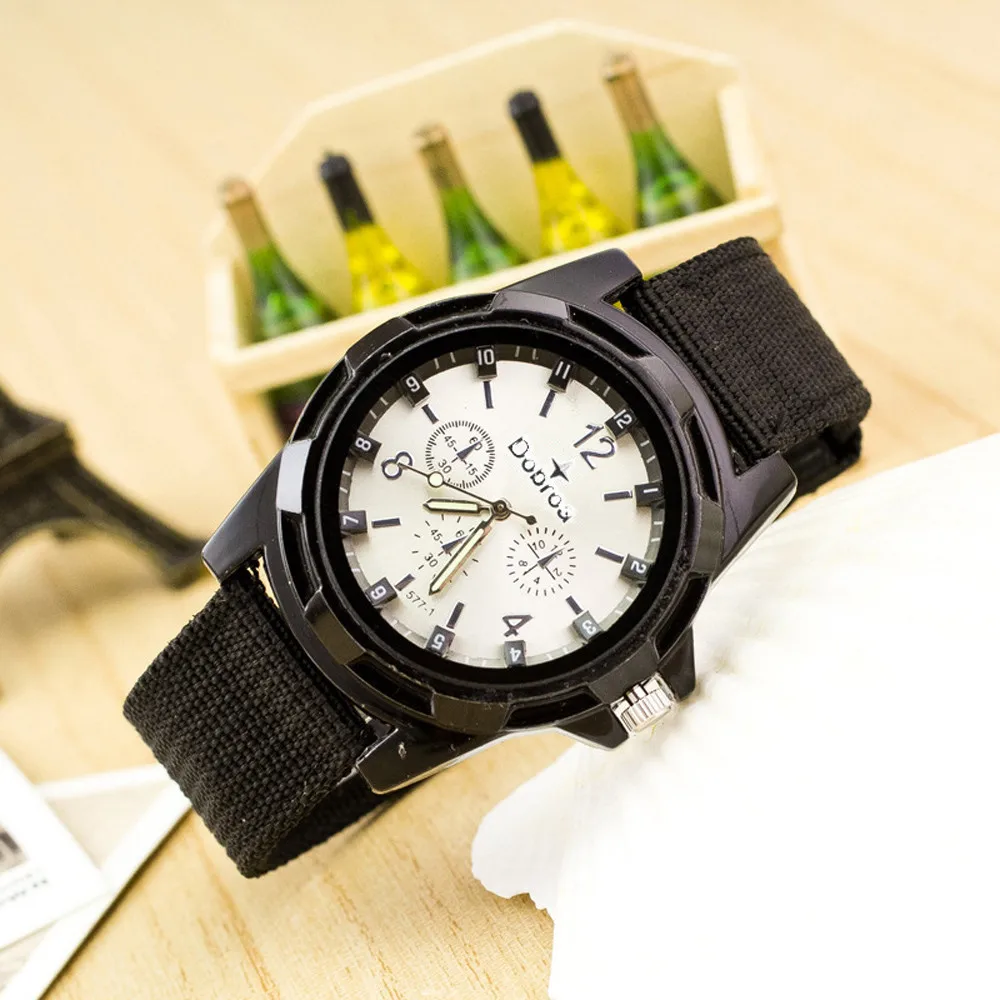 Люксовый бренд,, уличные Мужские часы с круглым циферблатом, Мужские кварцевые наручные часы, военные, Холщовый ремешок, спортивные часы, часы Kol Saati# A