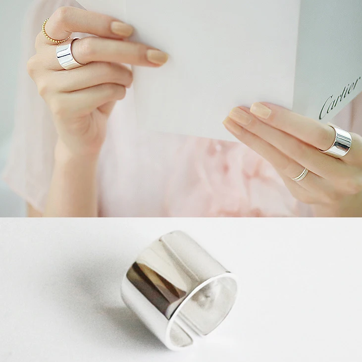 Богемное большое Настоящее 925 пробы Серебряное гладкое круглое кольцо для женщин, ювелирное изделие в стиле панк, винтажное античное обручальное кольцо на палец, вечерние, подарок