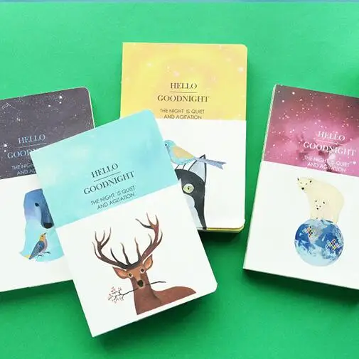 

"Hello Goodnight" Sketchbook Blank Papers Diary Cute Journal School Study Notebook Travel Agenda Memo