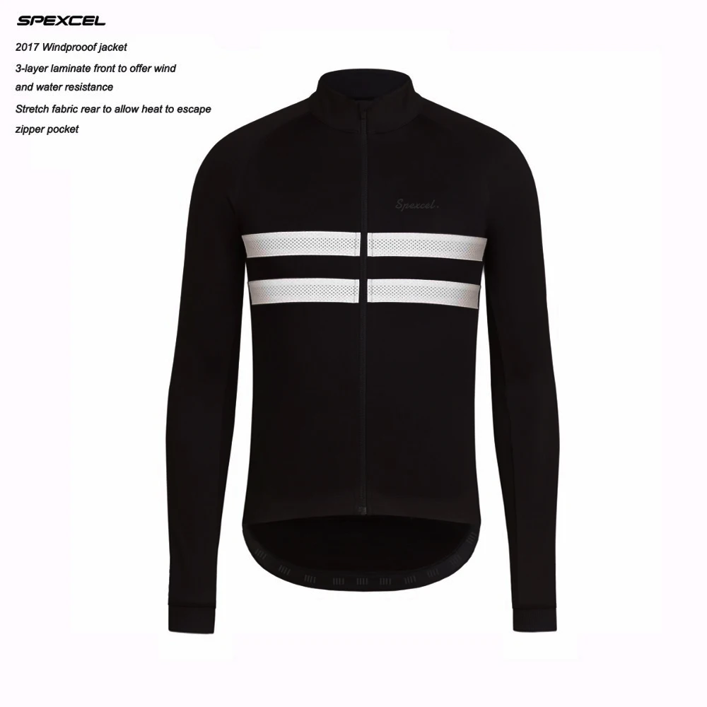 

SPEXCEL top quality Black Reflective Winter Windproof Cycling Jacket Thermal fleece Jersey soft shell Cycling clothing 0 degree