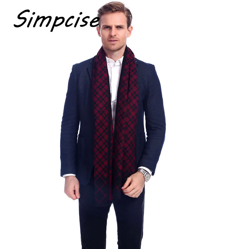

[simpcise] 2017 New Brand Winter Scarf Men Scarves For Christmas Gift Plaid Blanket Scarf Fashion Male Shawl Scarves A3A18929