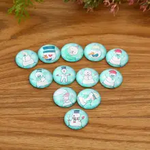 Снеговик дизайн стекла Cabochons мозаика печатных стеклянных купольных кабошонов мозаичная плитка для ремесел 50 шт