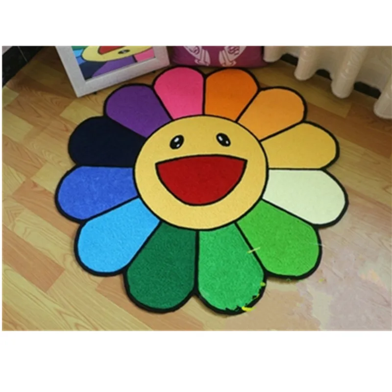 

Various Specs Takashi Murakami Colorful Sunflower Carpet Floor Mat Street Art OriginalFake Figure Collection Model Toy M482