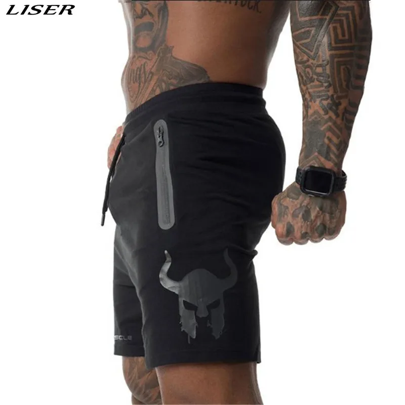 Новые модные мужские хлопковые шорты, облегающие Бермуды для фитнеса, бодибилдинга, мужские брендовые высококачественные летние мужские шорты