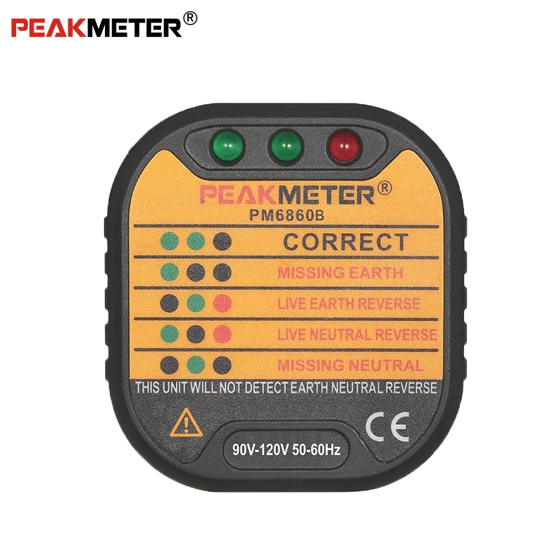 

PEAKMETER PM6860B Portable 90V - 120V Electrical US Plug Socket Tester Circuit Breaker Finders Voltage Detector For Ensure Line