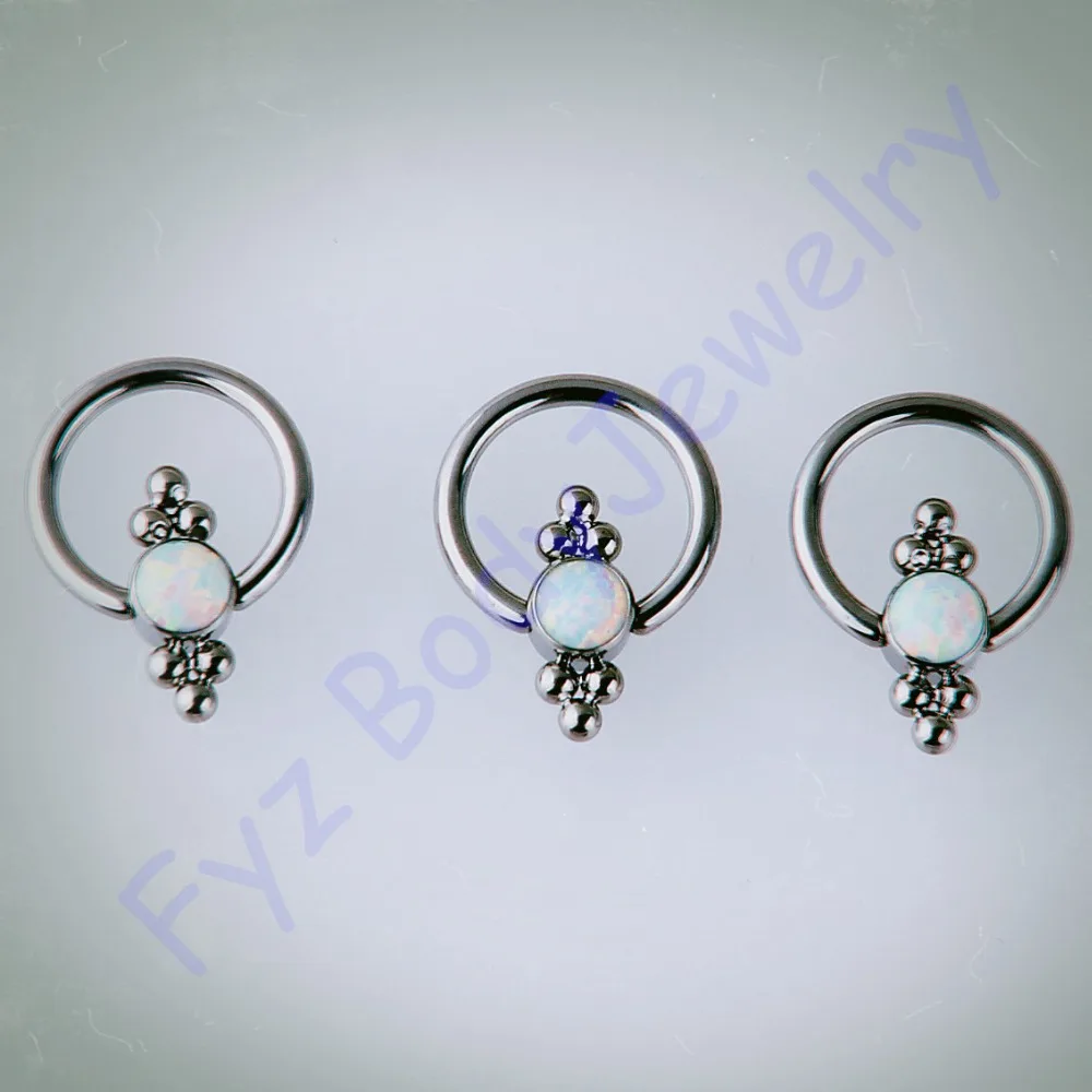 

G23 Titanium Ear Tragus Cartilalges Stud Opal CBR Captive Ring Nipple Ring Piercing 16G Nose Ring B Jewelry
