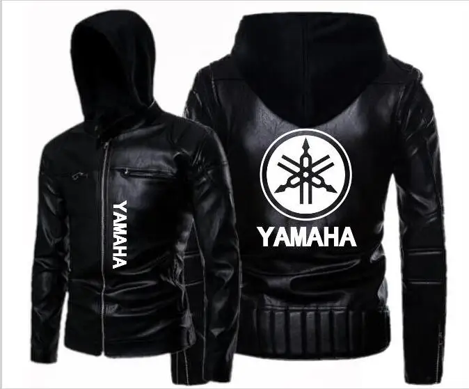 Moda nueva chaqueta negra de con yamaha de motocicleta delgada para hombre chaqueta de cuero pu de para coche|Chaquetas| -