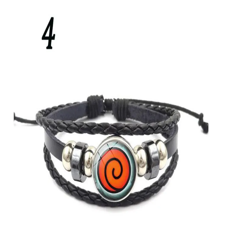 Uchiha Clan Rinnegan Sharingan Eye Bracelet Anime Naruto Braided Leather Bracelet Cosplay Jewelry A912