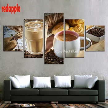 

Coffee Cup Coffee Bean diy diamonds embroidery painting rhinestones pasted pictures mosaic 5d square drill 5pcs/sets crafts c19