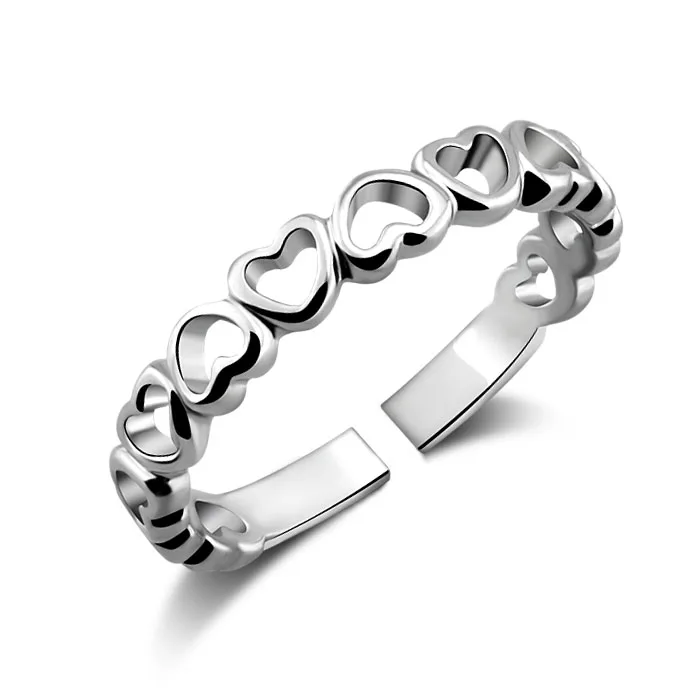 Fashion silver heart-shaped ring.silver ring wedding adjustment.A women little thumb rings.Silver jewelry accessories