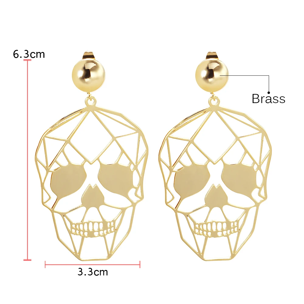Женские массивные серьги-скелеты, полые медные латунные металлические серьги, новые модные ювелирные изделия высокого качества