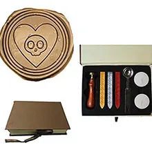 Винтажный красивый череп в сердце скелет Хэллоуин Свадебное приглашение индивидуальная восковая печать уплотнительные штамп палочки ложка Подарочная коробка набор