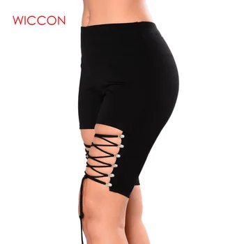 

Sexy Summer Women Denim Black Strap Ties Short Jeans High Waisted Tassel Elastic Lace Up Women Sexy Bandage Pants