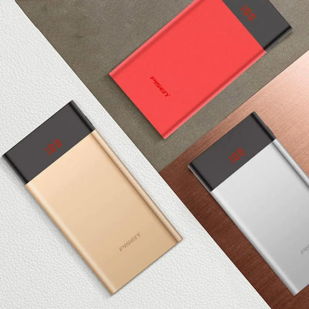  Portable Pisen 10000mAh Power Bank Micro USB LCD Display Powerbank External Battery Pack Charger Po