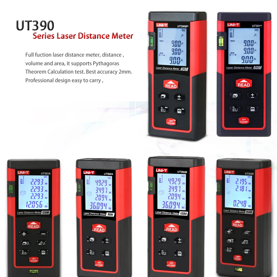 UNI-T Laser Distance Meter 40m 100m Rangefinder Digital UT390B+ UT393+ Electronic Trena Laser Tape With Level Measure Ruler Test UNI-T Laser Distance Meter 40m 100m Rangefinder Digital UT390B+ UT393+ Electronic Trena Laser Tape With Level Measure Ruler Test
