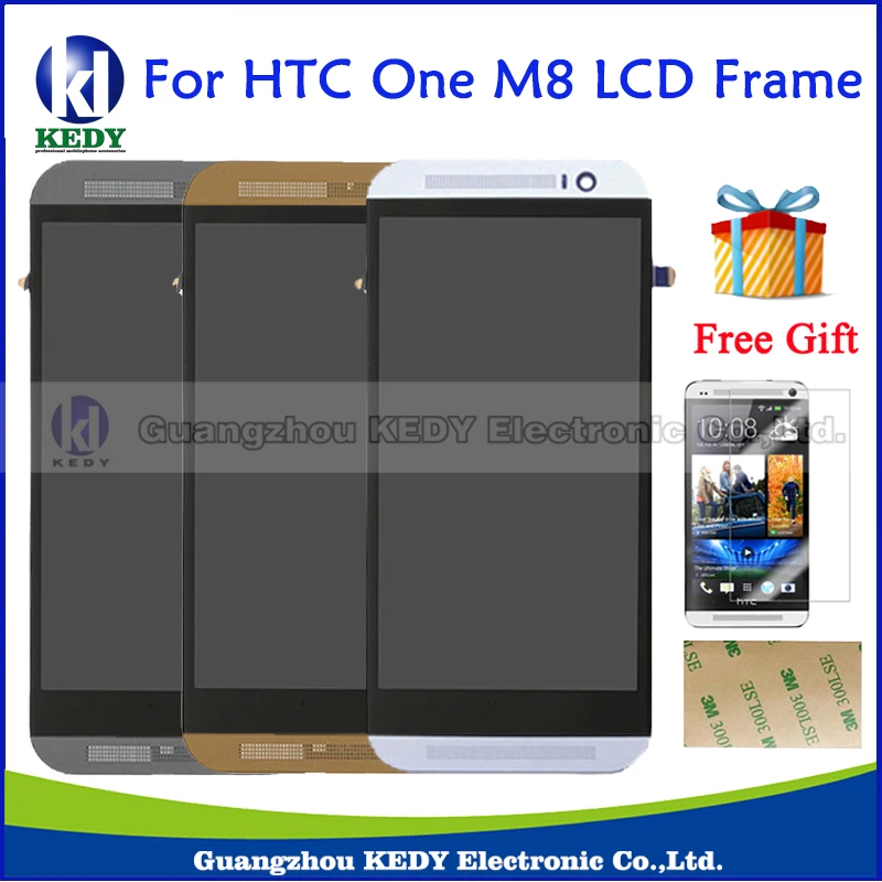 

For HTC One M8 Original LCD Display With Touch Screen Digitizer Replacement Assembly+ Bezel Frame Gray Silver Gold+Tools
