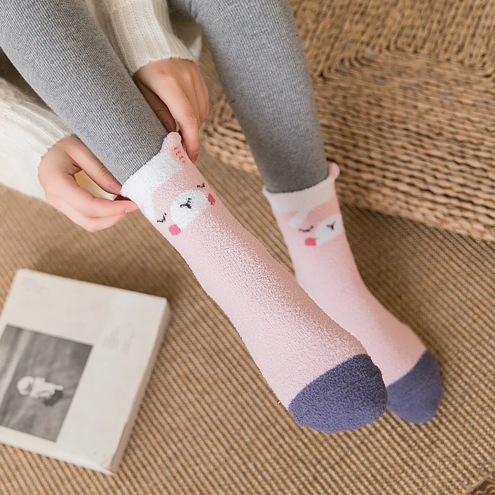 Makuluya/4 пары милых женских толстых снежных японских носков, зимние и весенние носки-тапочки, неприятный запах, теплые женские носки для