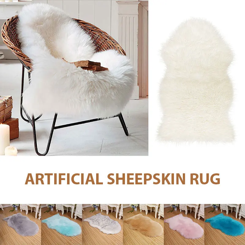 

Floor Mat Chair Mat Faux Fur Sheepskin Carpets Rug Home Non Slip Washable Ornament Decoration