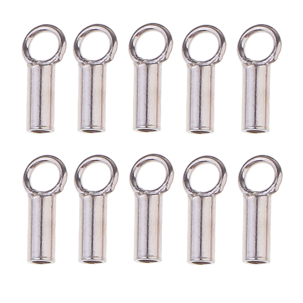 10pcs 925 Sterling Tube Crimp Beads Stopper Beading Cord End Beads Jewelry Making Findings