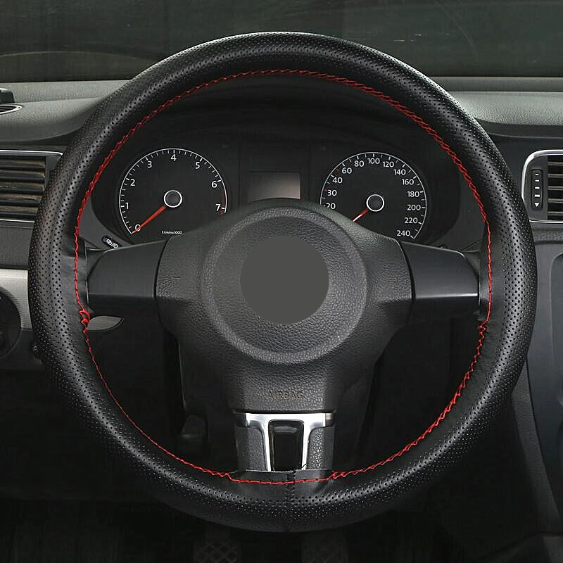 High quality 100% genuine leather steering wheel covers with needle and thread Black Blue Brown Coffee Dark Khaki Red | Автомобили и