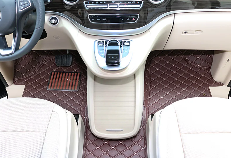 Волоконно Кожаный Автомобильный напольный коврик для mercedes benz v class Viano Valente Vito Metris