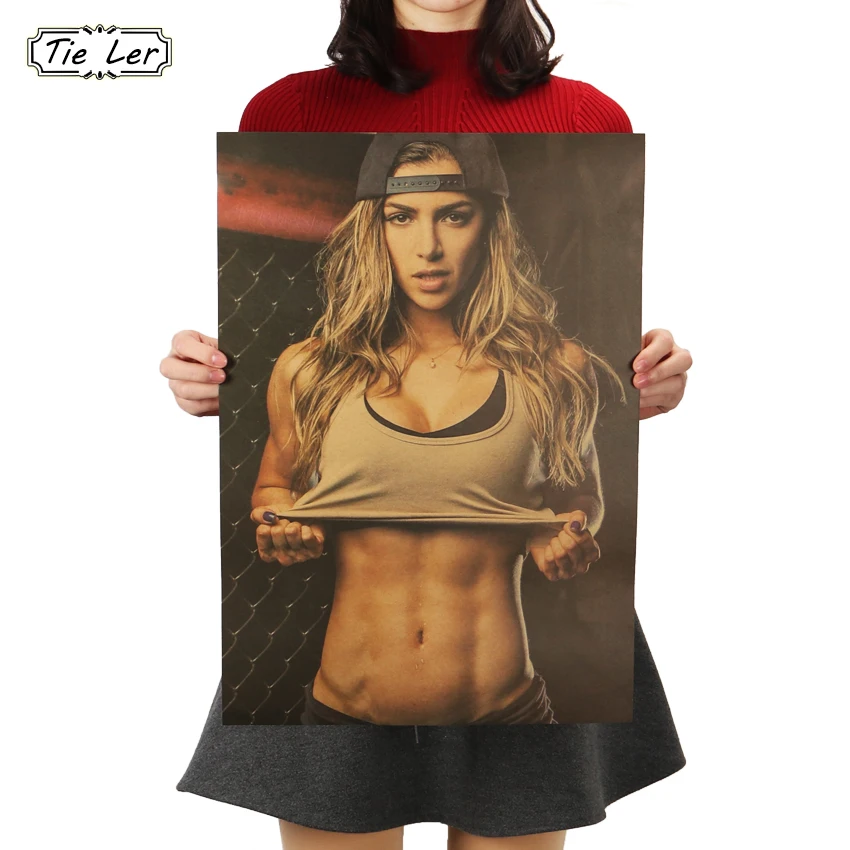 

TIE LER Vintage Kraft Paper Poster Muscle Girl Indoor Bar Cafe Home Decor Painting Retro Wall Sticker 51.5X36CM