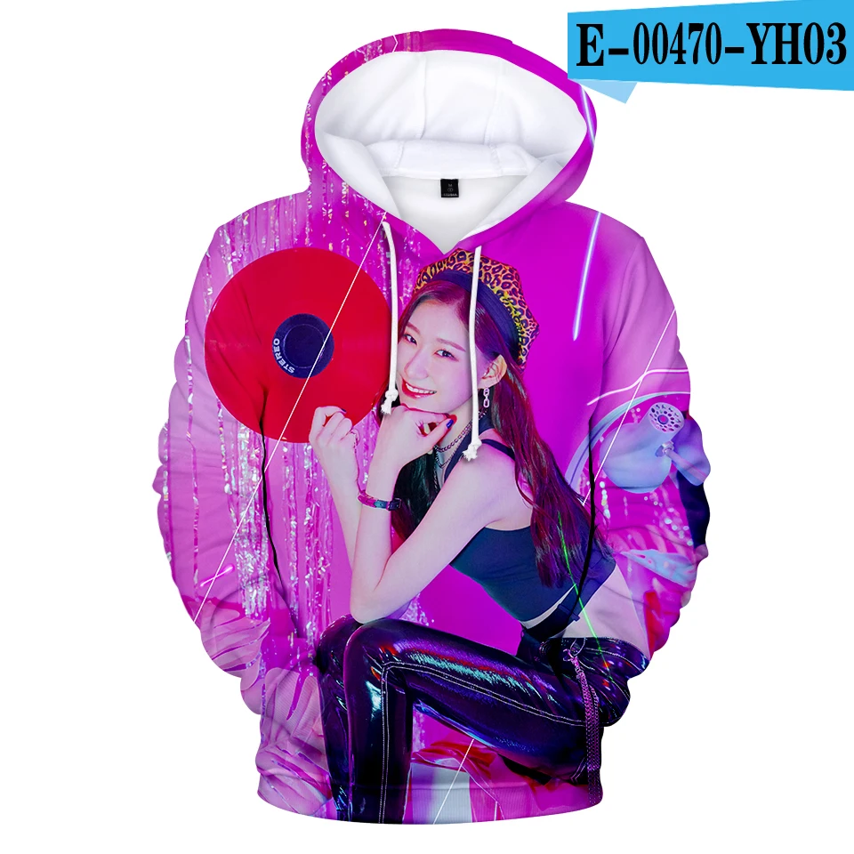 ITZY толстовки Мода 3D печатных для женщин/для мужчин с длинным рукавом толстовки капюшоном Свободный пуловер повседневное ITZY - Цвет: Синий