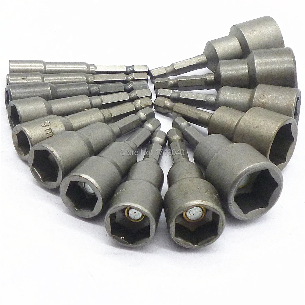 

14pcs Socket Magnetic Nut Driver Set Adapter Drill Bit 1/4'' Hex Shank Power Drill Professional Socket Tools Metric 6mm to 19mm