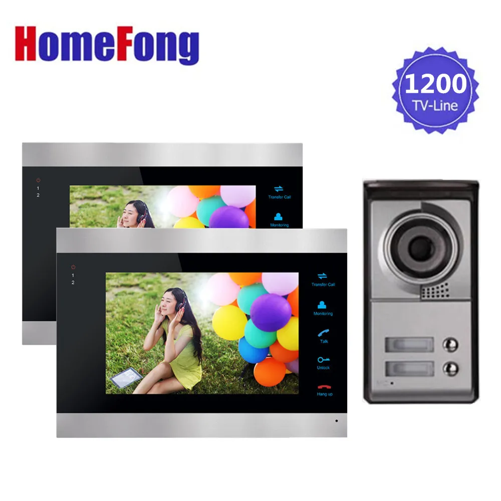 

Homefong 7 inch Video Door Phone Intercom System 1 Doorbell Camera with 2 button for Apartment 2 indoor Monitor Rainproof