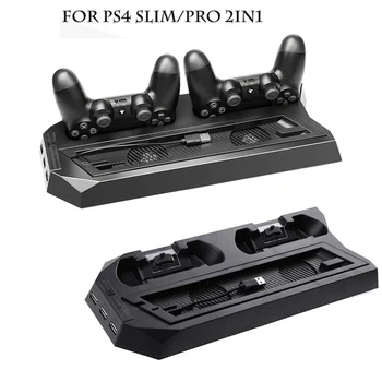 

PS4 2 in 1 Vertical Stand Cooling Dual USB Charging Charger Docking Station with dual fan for Playstation 4 PS4 Pro/Slim Console