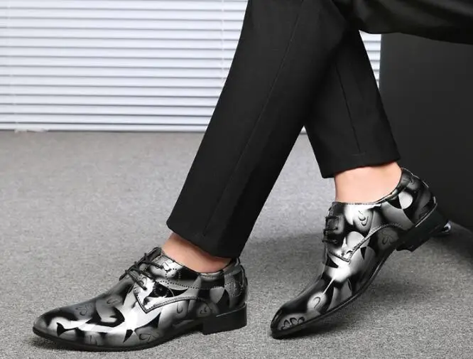 BJYL 2019 недавно Для мужчин патент кожаные туфли-оксфорды Zapatos de hombre Мужская деловая обувь Острый носок Бизнес Свадебные B157