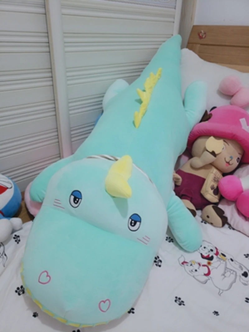 Dorimytrader kawaii crocodile plush toy doll giant animal alligator sleeping cushion bed pillow girl cute birthday gift 120cm 150cm DY50545 (9)