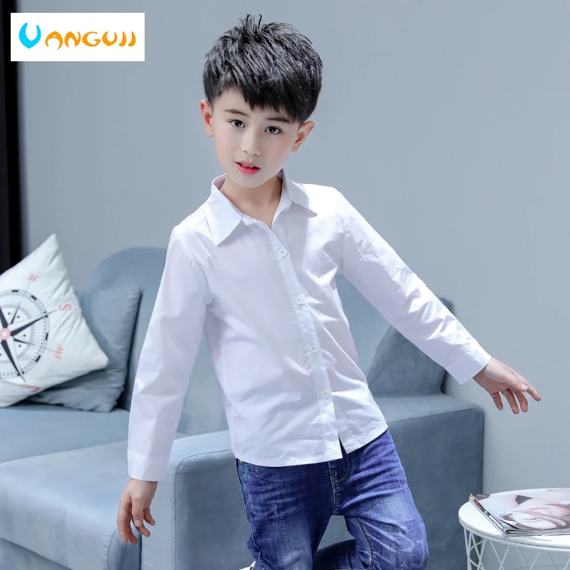 

boys shirts hot sale boys white shirt 3-13 years old solid color full sleeve Cotton trend Uniforms one size small fashion