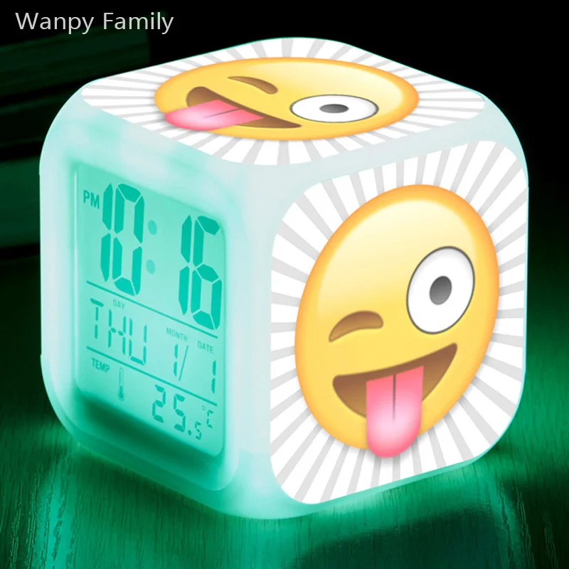 

Emoji movie Alarm Clocks,Glowing LED Color Change Digital alarm clocks For Kids Birthday Gift Toy alarm clocks